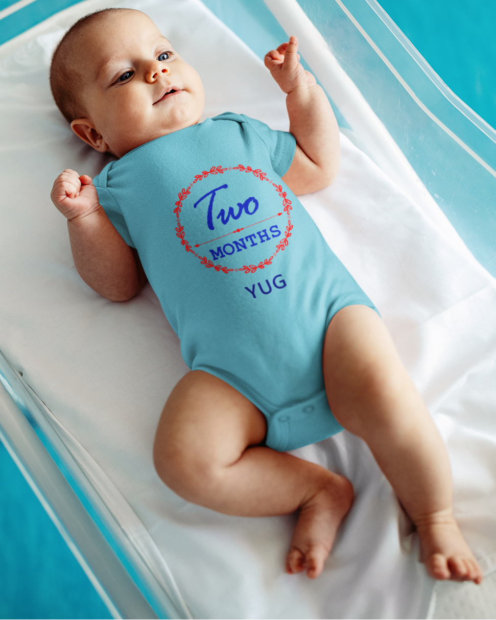 Custom Name Two Month Rompers for Baby Boy- FunkyTeesClub