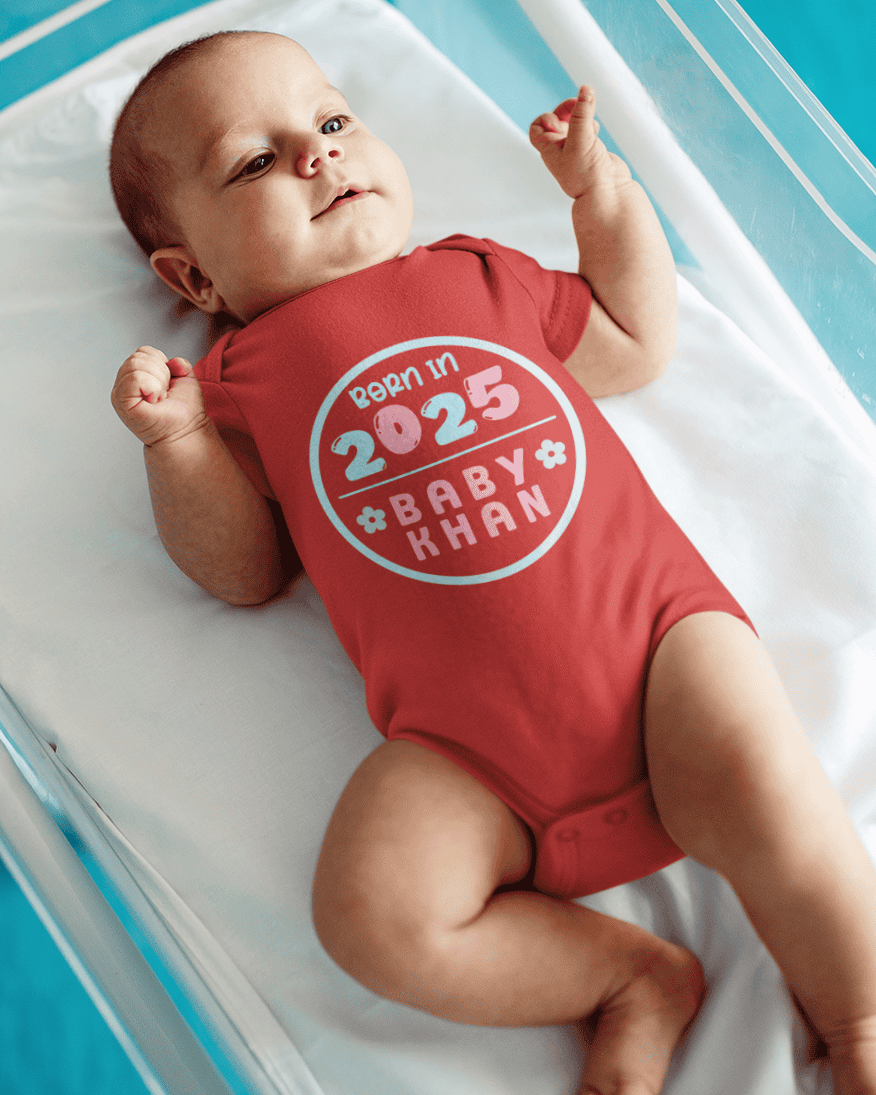 Custom Name Baby Surname And Year New Born Rompers for Baby Girl- FunkyTeesClub