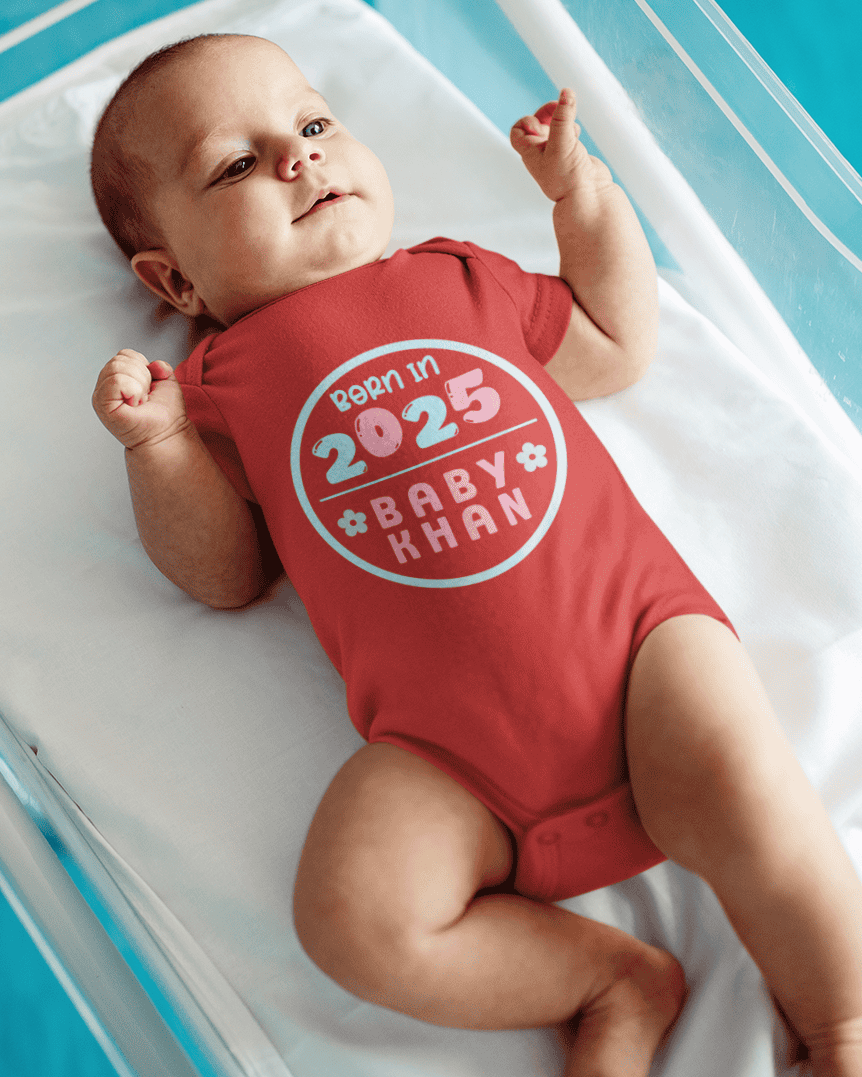 Custom Name Baby Surname And Year New Born Rompers for Baby Boy- FunkyTeesClub