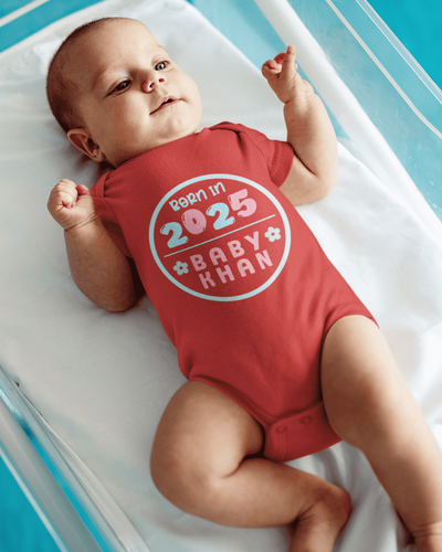 Custom Name Baby Surname And Year New Born Rompers for Baby Boy- FunkyTeesClub