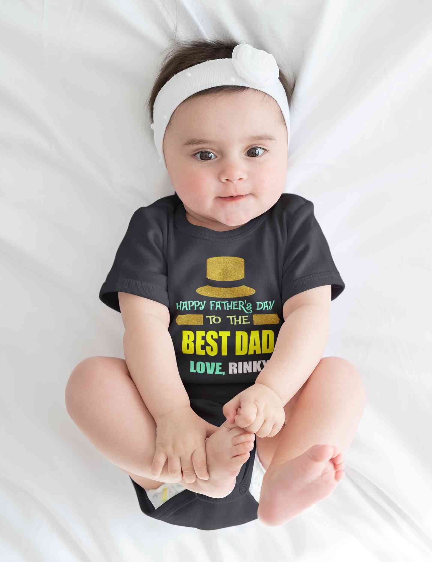 Custom Name Happy Fathers Day To The Best Dad Rompers for Baby Girl- FunkyTeesClub