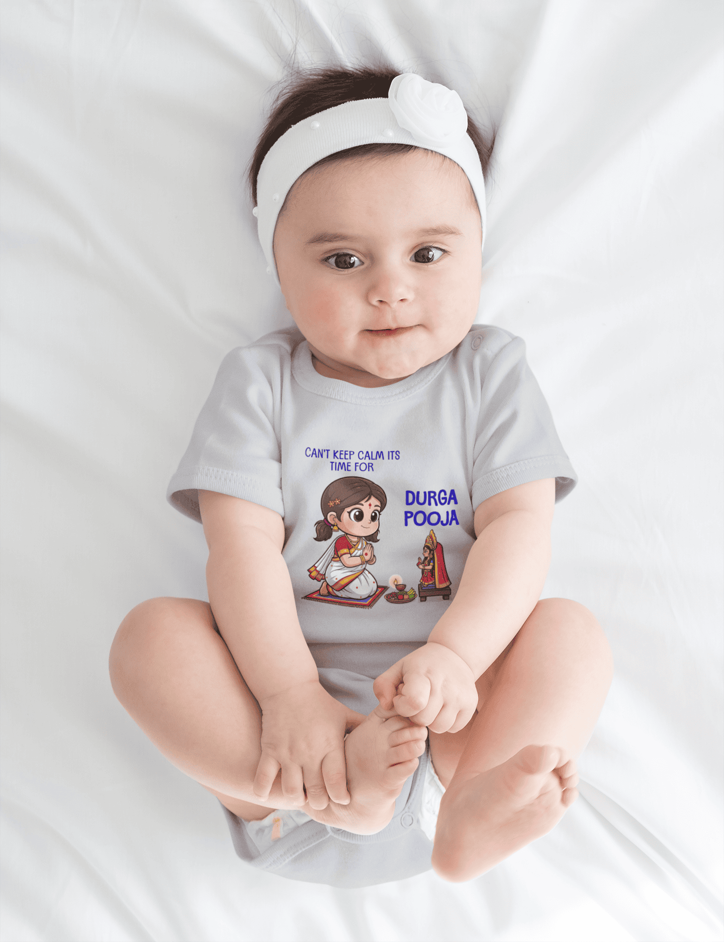 Can't Keep Calm It's Time For Durga Pooja Rompers for Baby Girl- FunkyTeesClub
