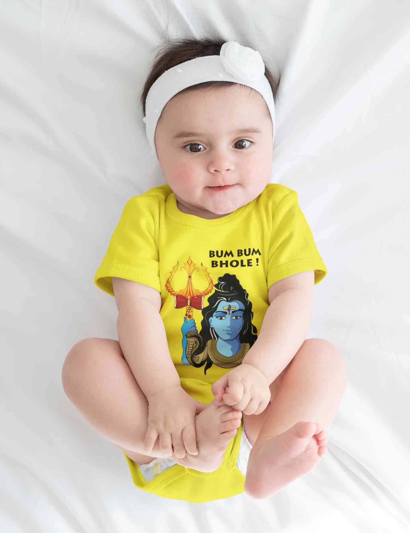 Bum Bum Bhole Mahashivratri Rompers for Baby Girl- FunkyTeesClub