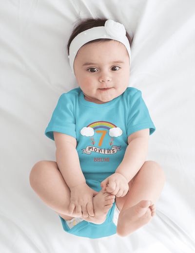 Custom Name Seventh Month Rompers for Baby Girl- FunkyTeesClub