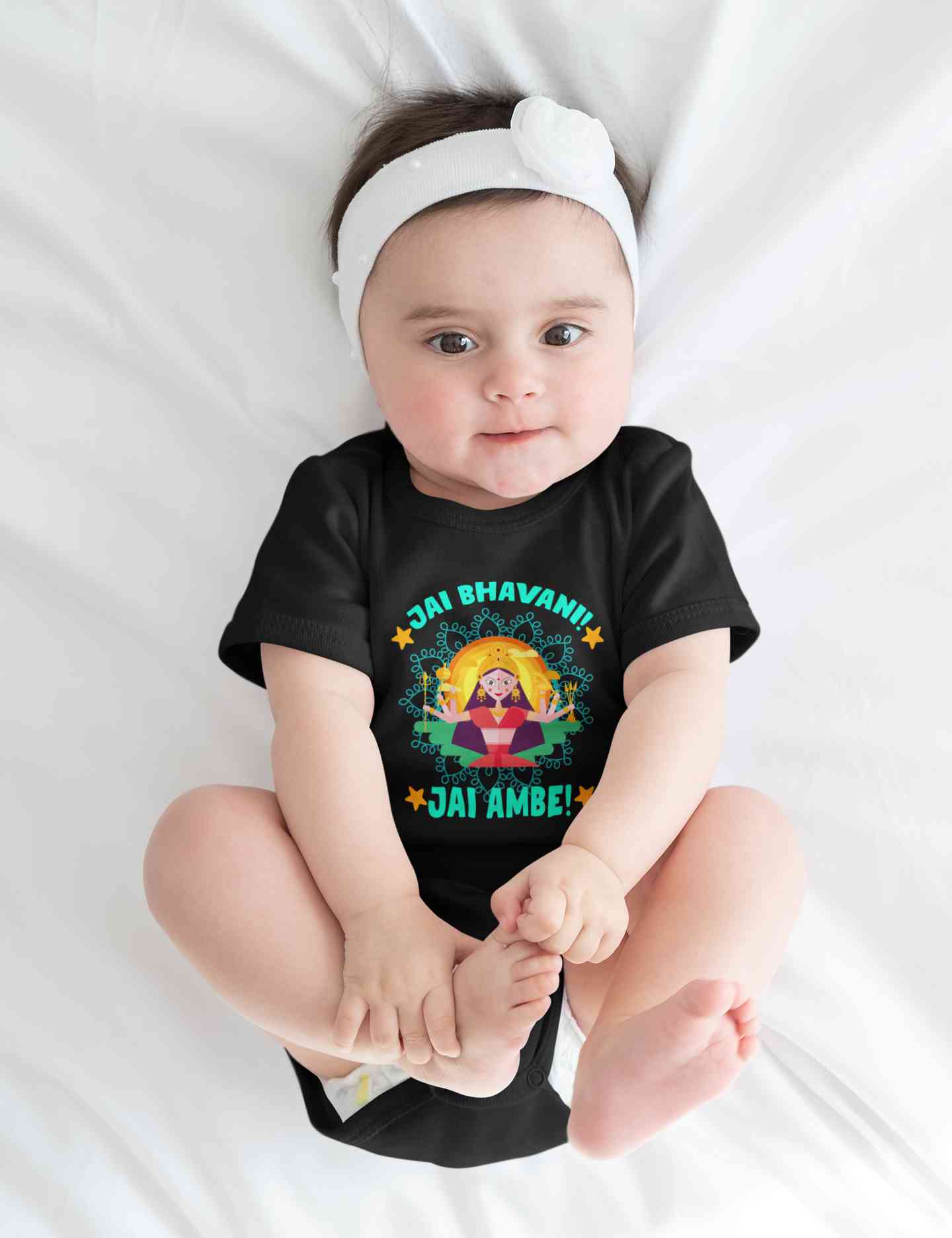 Jai Bhavani Jai Ambe Navratri Rompers for Baby Girl- FunkyTeesClub