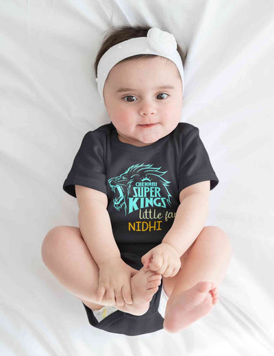 Custom Name IPL CSK Chennai Super Kings Little Fan Rompers for Baby Girl- FunkyTeesClub