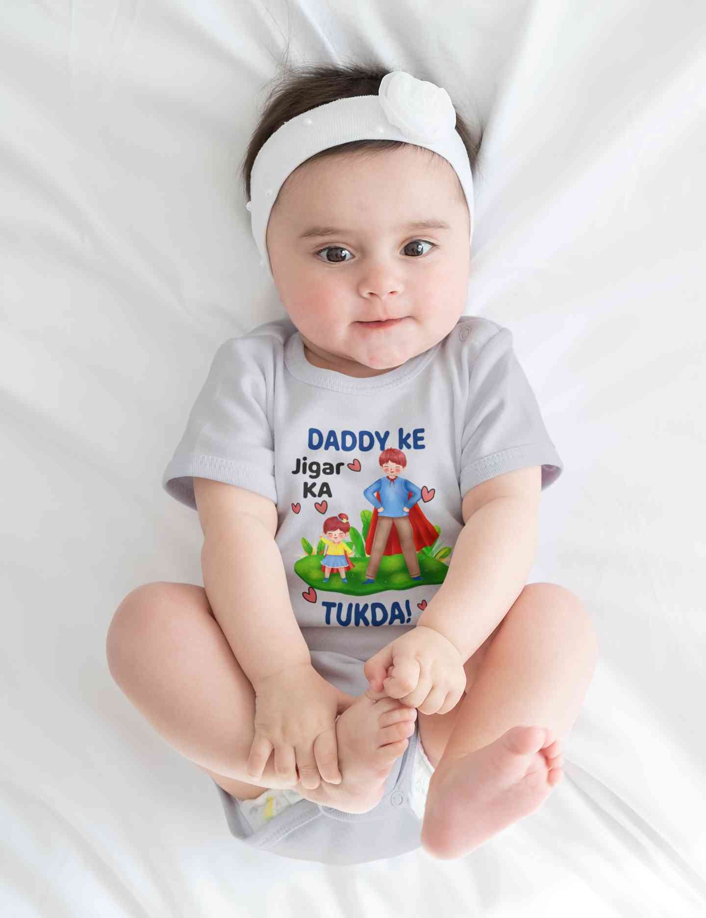 Daddy Ke Jigar Ka Tukda Fathers Day Rompers for Baby Girl- FunkyTeesClub