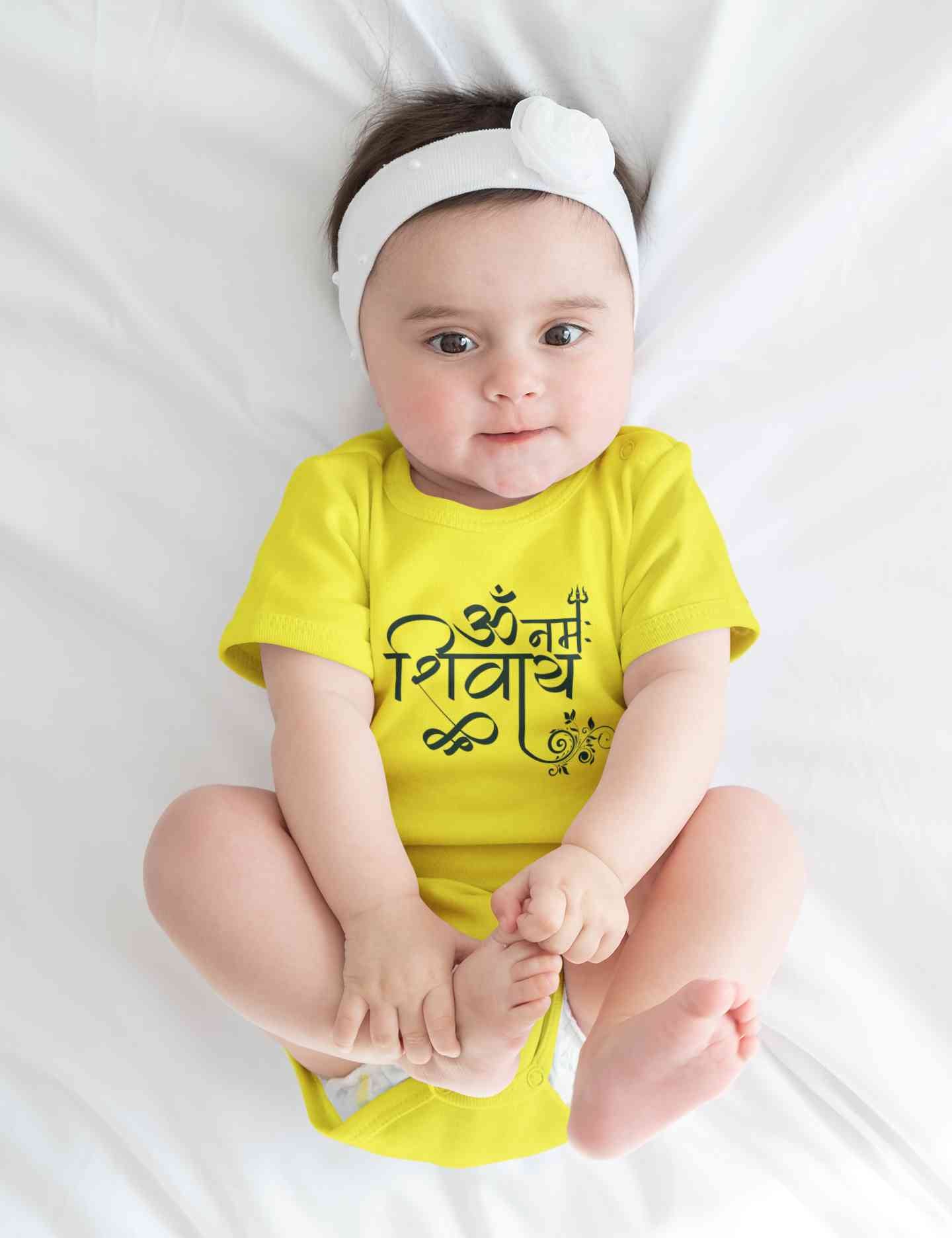 Om Namah Shivay Mahashivratri Rompers for Baby Girl- FunkyTeesClub