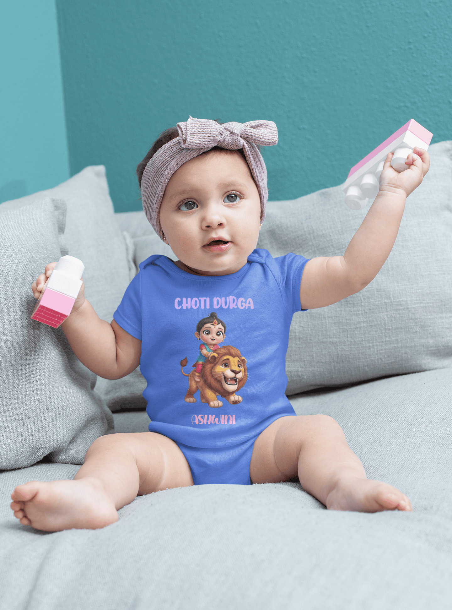 Custom Name Choti Durga Navratri Rompers for Baby Girl- FunkyTeesClub