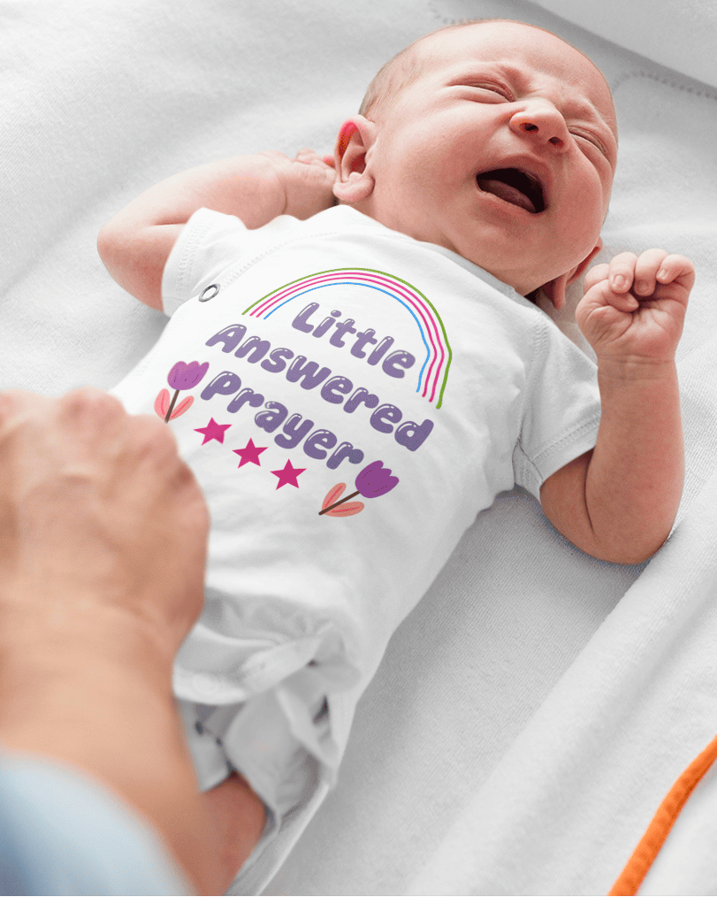 Little Answered Prayer New Born Rompers for Baby Girl- FunkyTeesClub