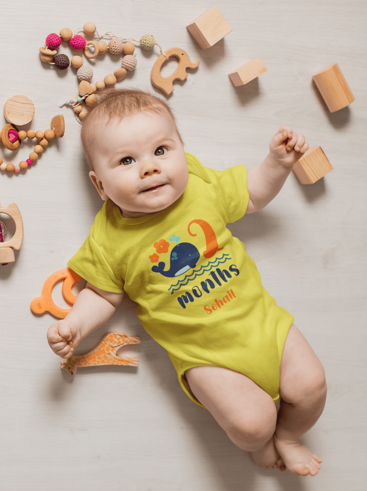 Custom Name Month Two Rompers for Baby Boy- FunkyTeesClub