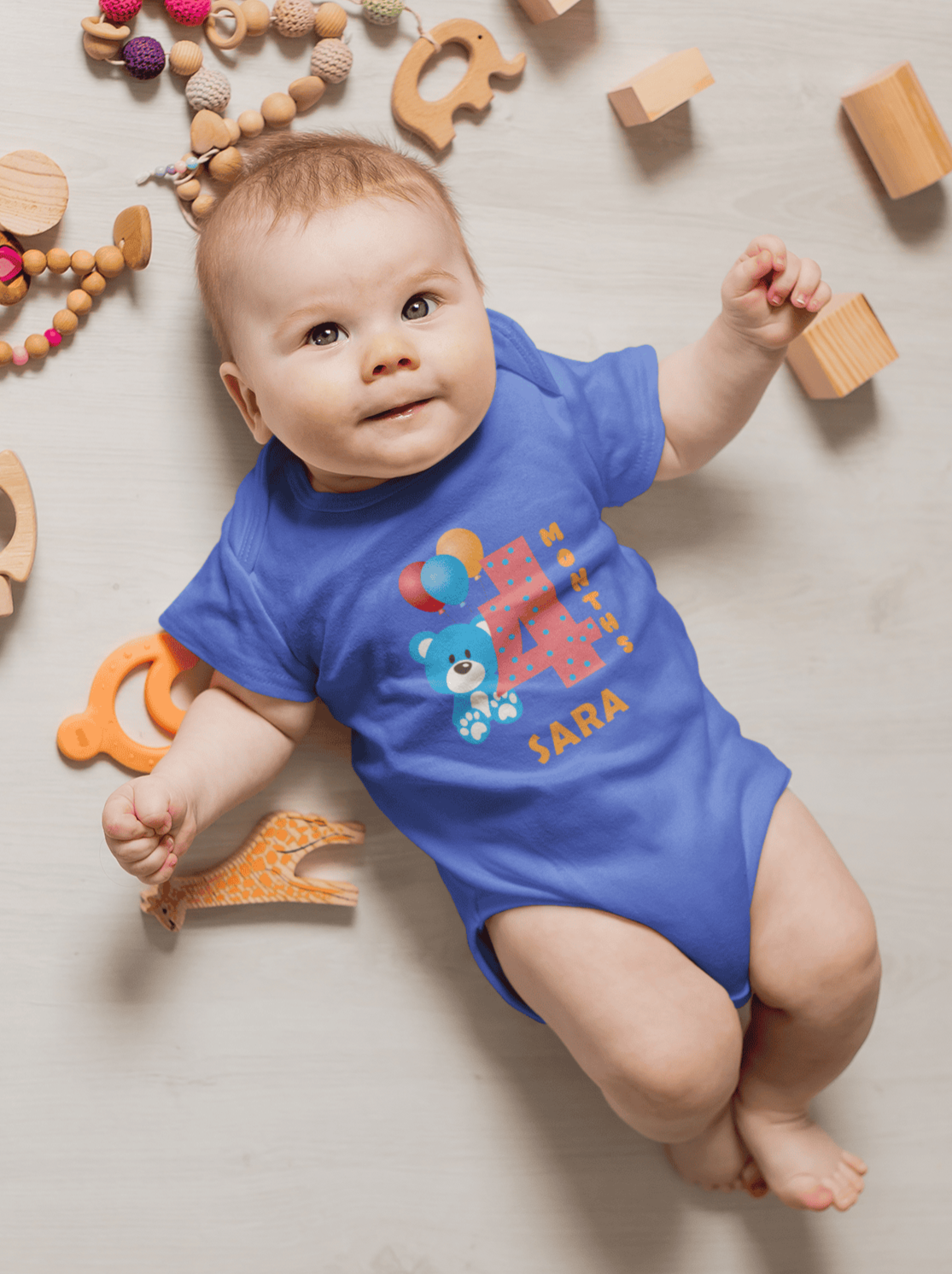 Custom Name Fourth Month Rompers for Baby Girl- FunkyTeesClub