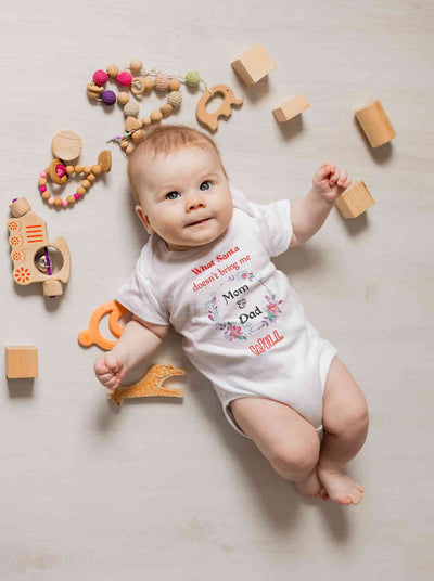 What Santa Does Not Bring Me Mom & Dad Will Christmas Rompers for Baby Boy- FunkyTeesClub