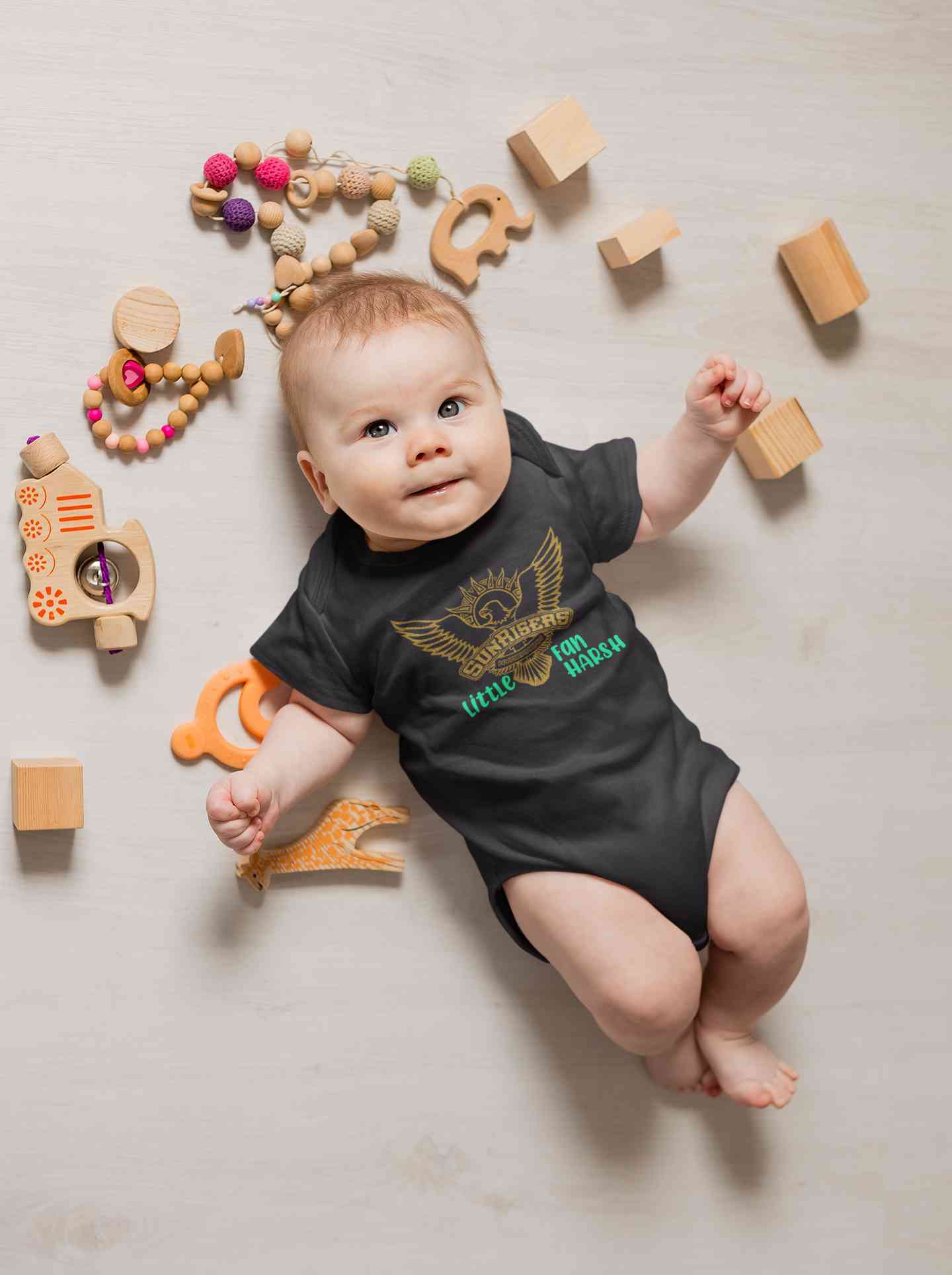 Custom Name IPL SRH Sunrisers Little Fan Rompers for Baby Boy- FunkyTeesClub