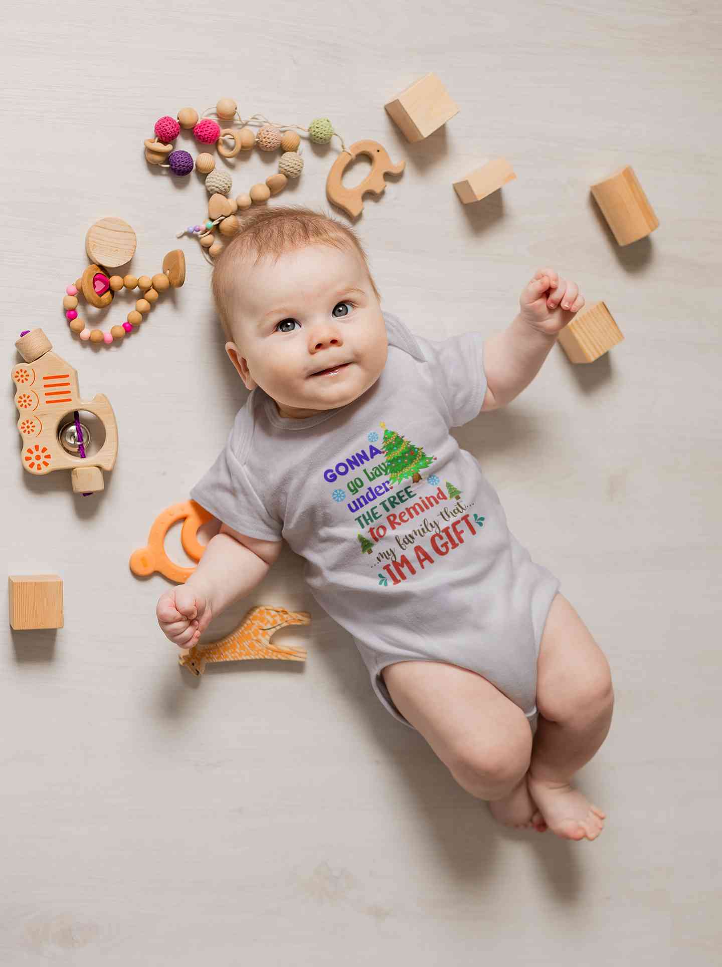 Gift Under Christmas Tree Rompers for Baby Boy- FunkyTeesClub