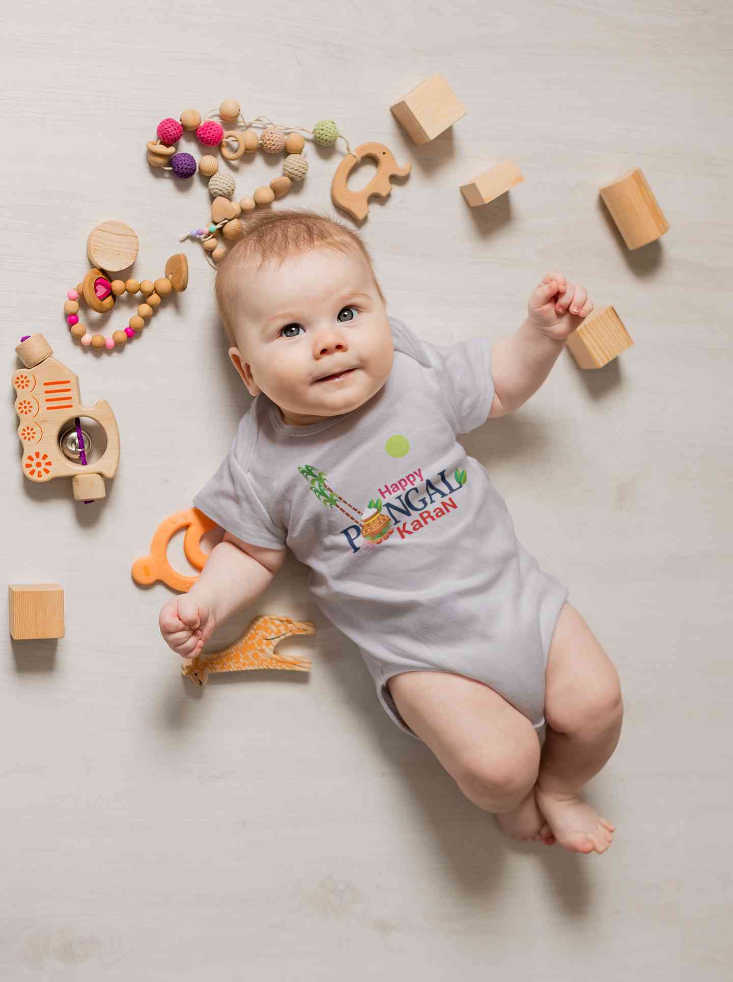 Custom Name Happy Pongal Rompers for Baby Boy- FunkyTeesClub