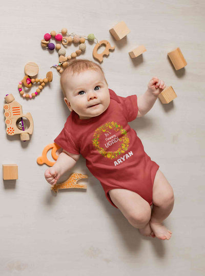 Custom Name Its Happy Ugadi Rompers for Baby Boy- FunkyTeesClub