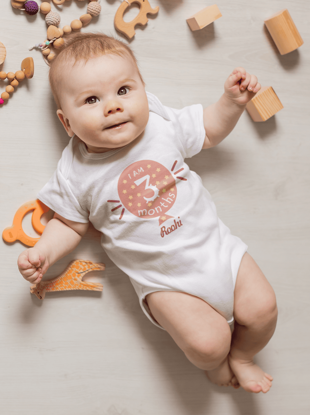 Custom Name I Am Three Month Rompers for Baby Girl- FunkyTeesClub