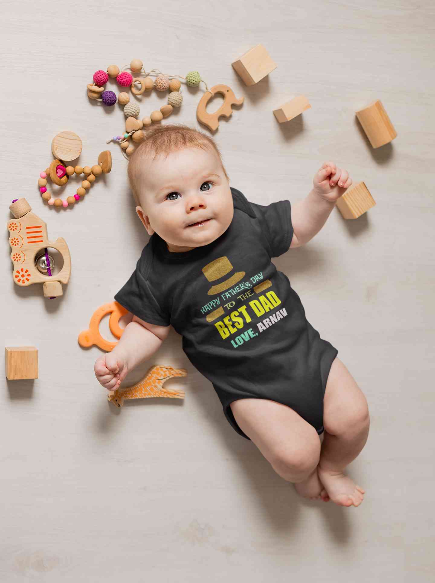 Custom Name Happy Fathers Day To The Best Dad Rompers for Baby Boy- FunkyTeesClub