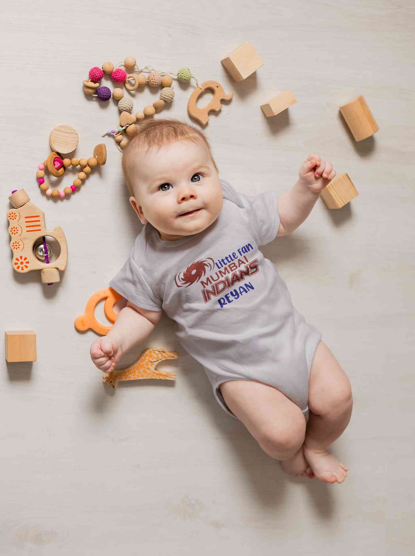 Custom Name IPL MI Mumbai Indians Little Fan Rompers for Baby Boy- FunkyTeesClub