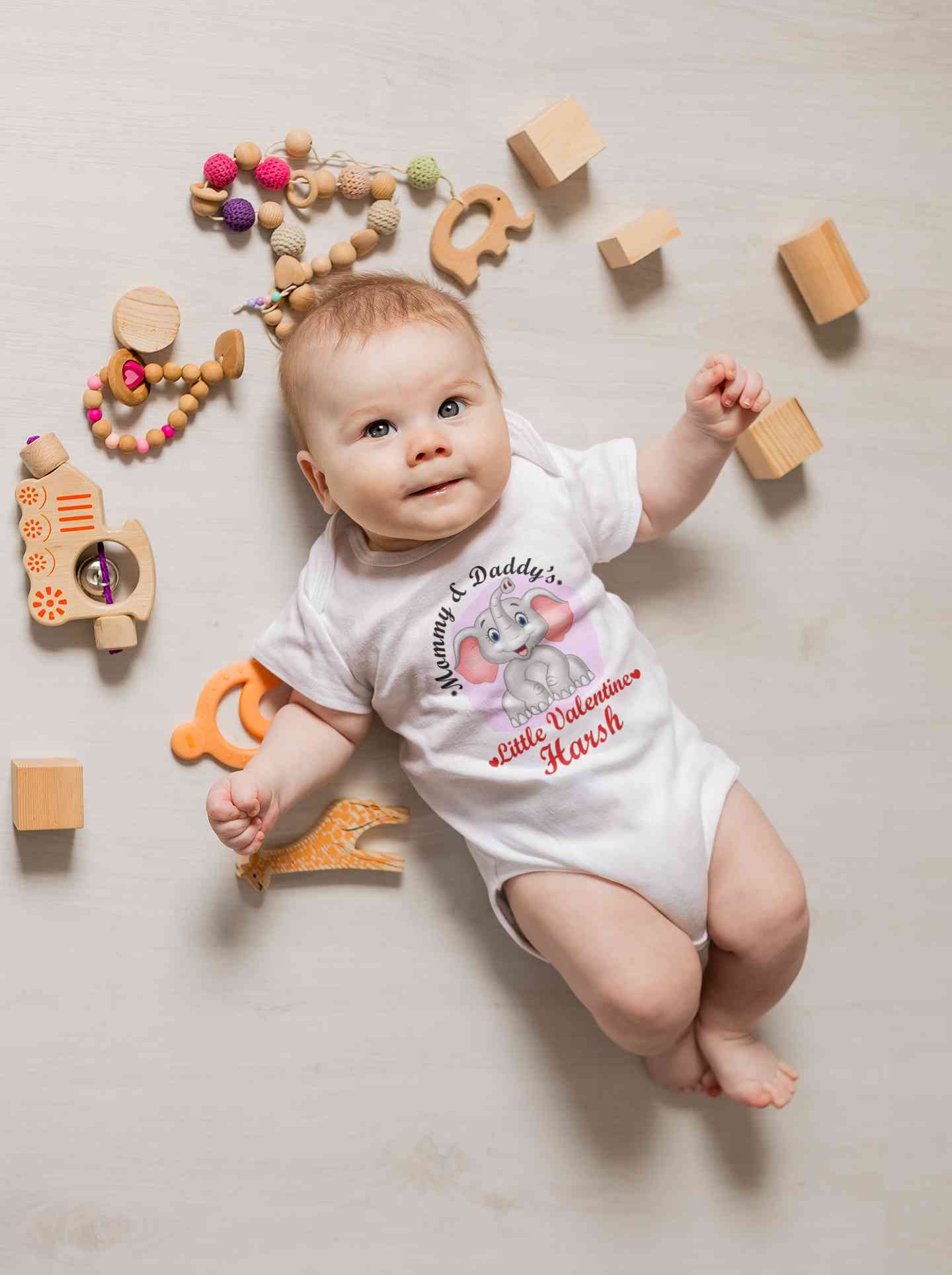 Custom Name Mommy And Daddys Little Valentine Rompers for Baby Boy- FunkyTeesClub