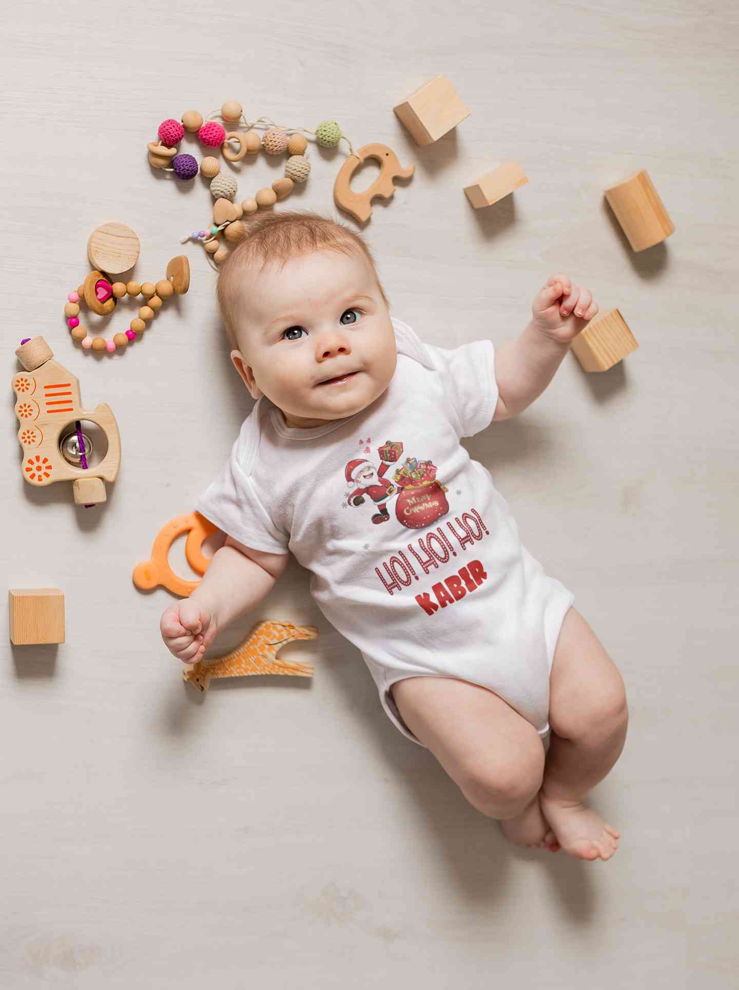 Customized Name Ho! Ho! Ho! Christmas Rompers for Baby Boy- FunkyTeesClub