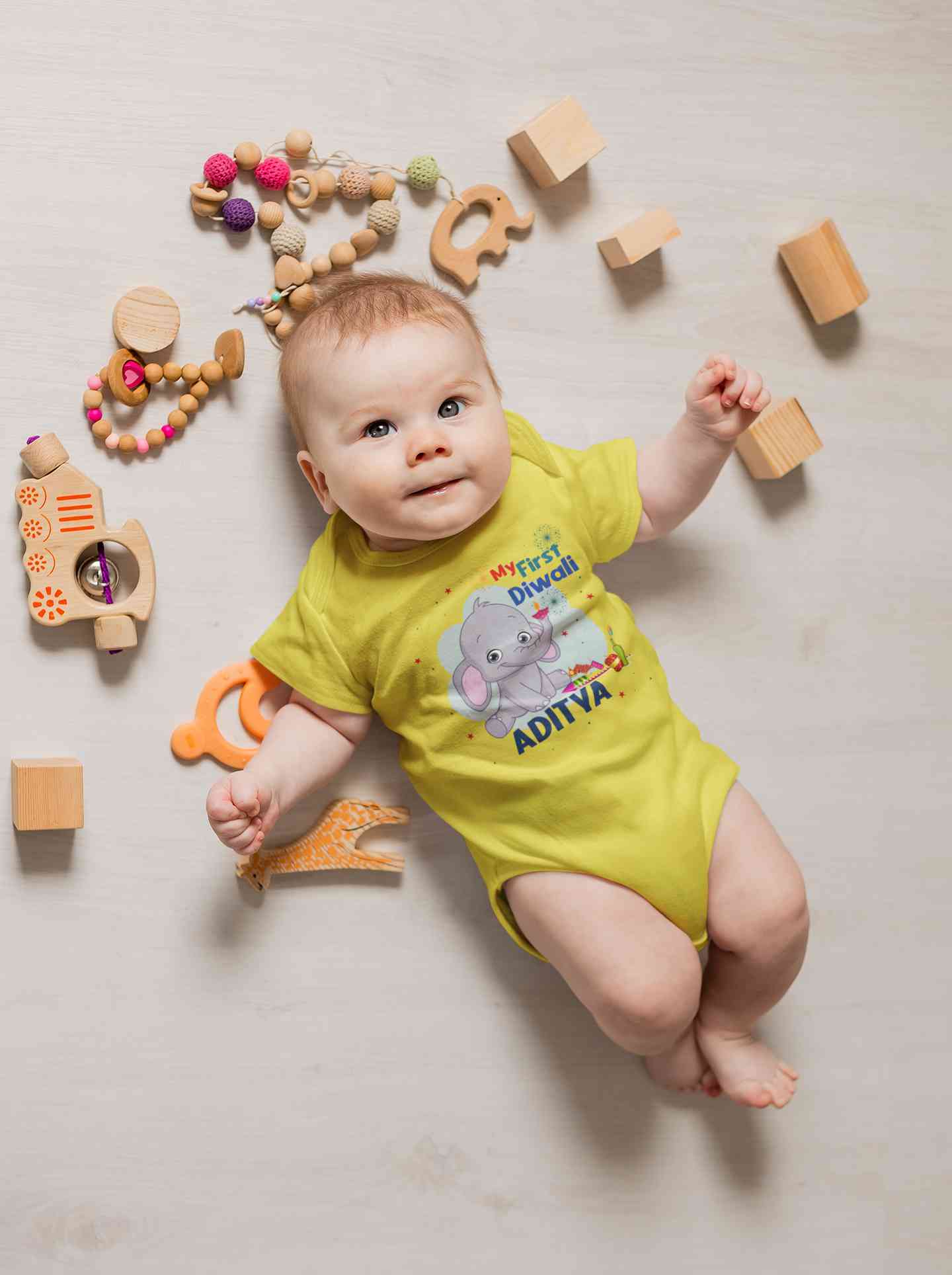 Custom Name My First Diwali Rompers for Baby Boy- FunkyTeesClub