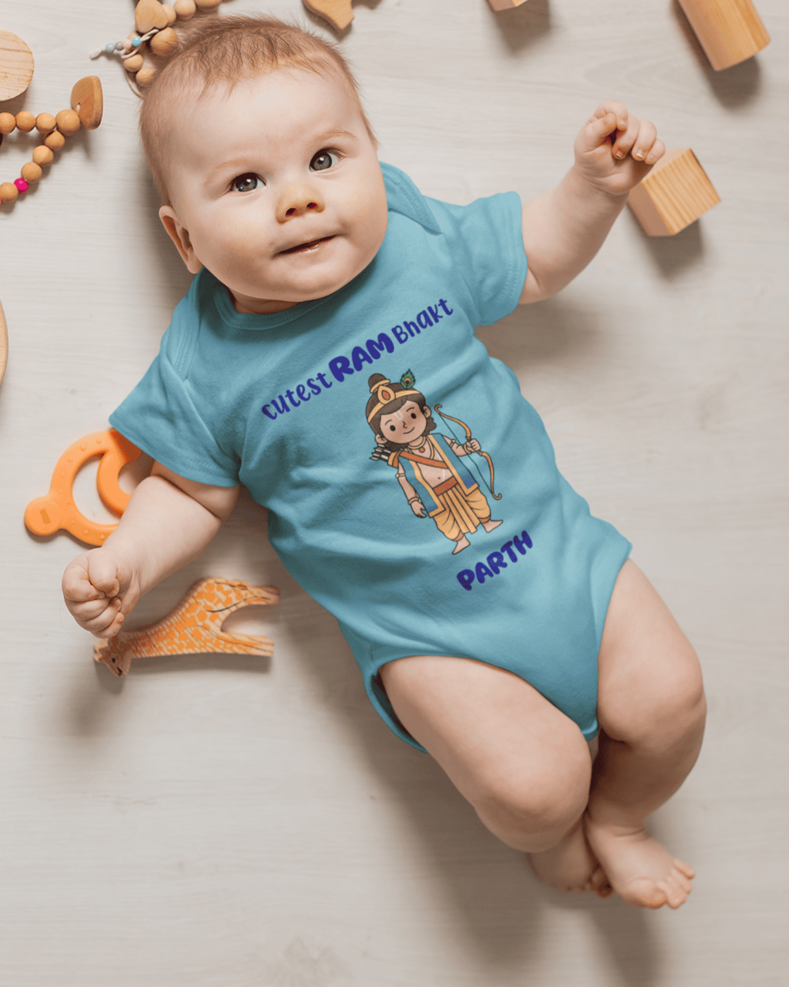 Custom Name Cutest Ram Bakht Navratri Rompers for Baby Boy- FunkyTeesClub