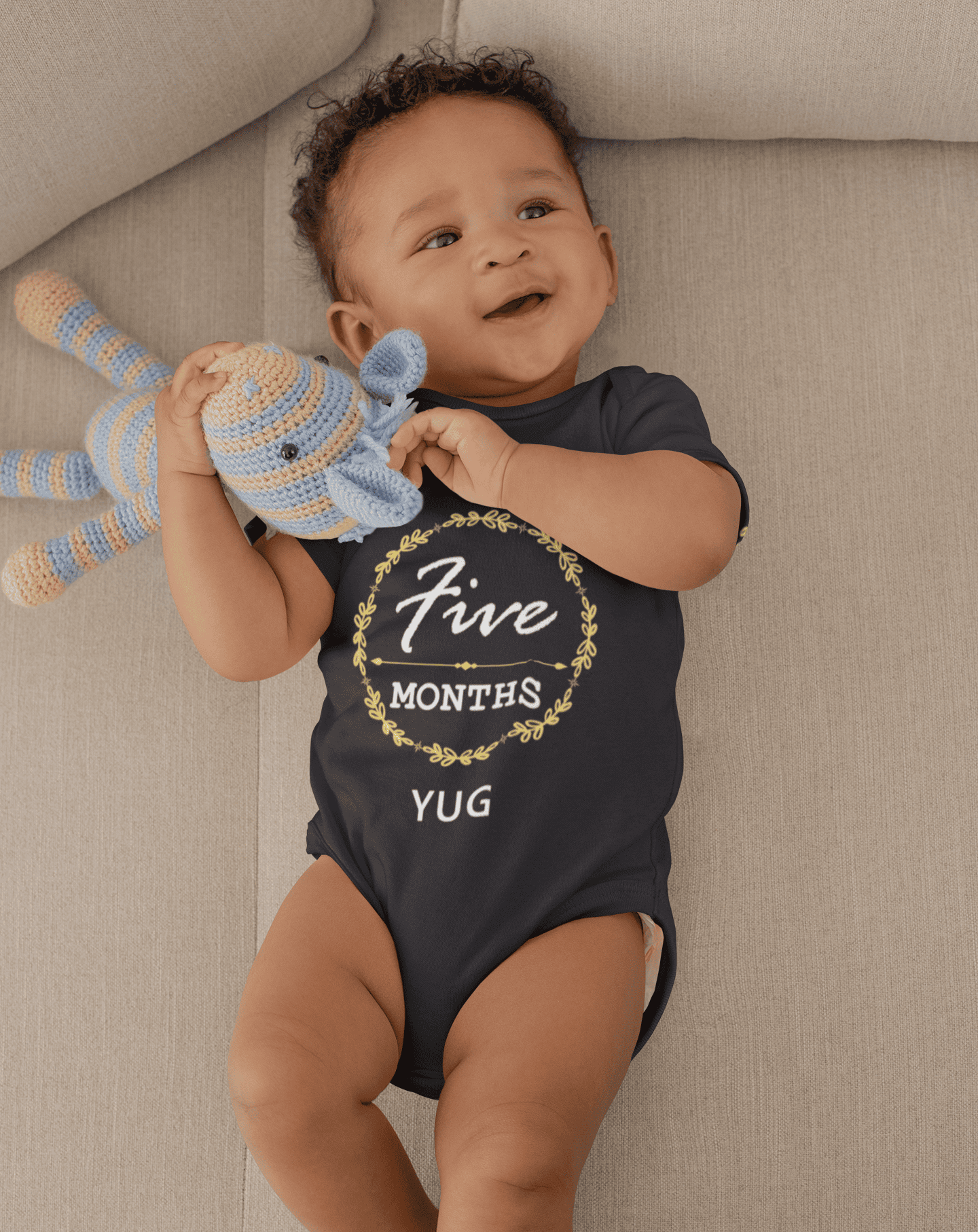 Custom Name Five Months Rompers for Baby Boy- FunkyTeesClub