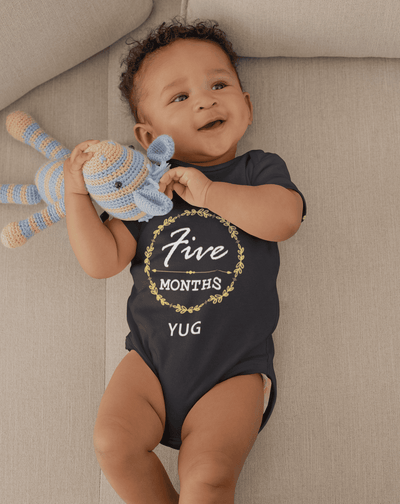 Custom Name Five Months Rompers for Baby Boy- FunkyTeesClub