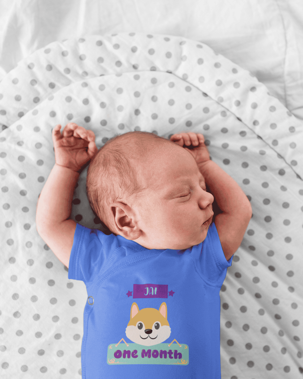 Custom Name One Month Rompers for Baby Boy- FunkyTeesClub
