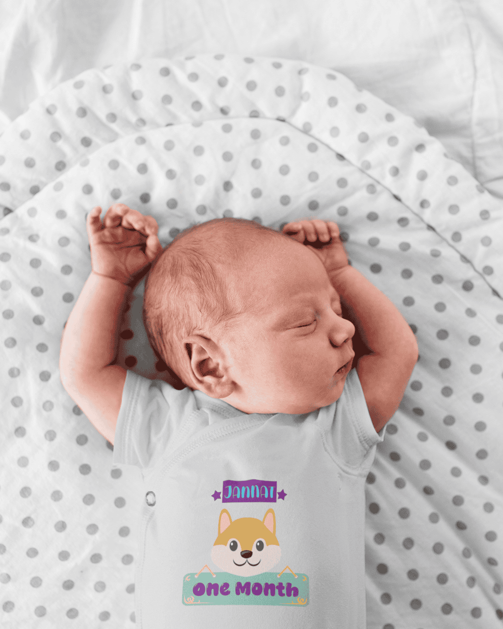 Custom Name One Month Rompers for Baby Girl- FunkyTeesClub