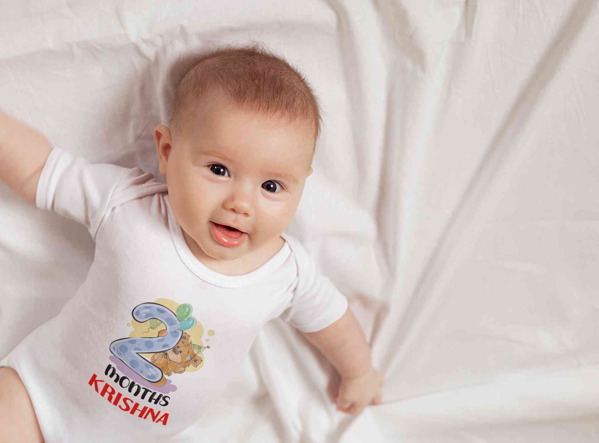 Custom Name 2 Month Birthday Teddy Design Rompers for Baby Boy- FunkyTeesClub