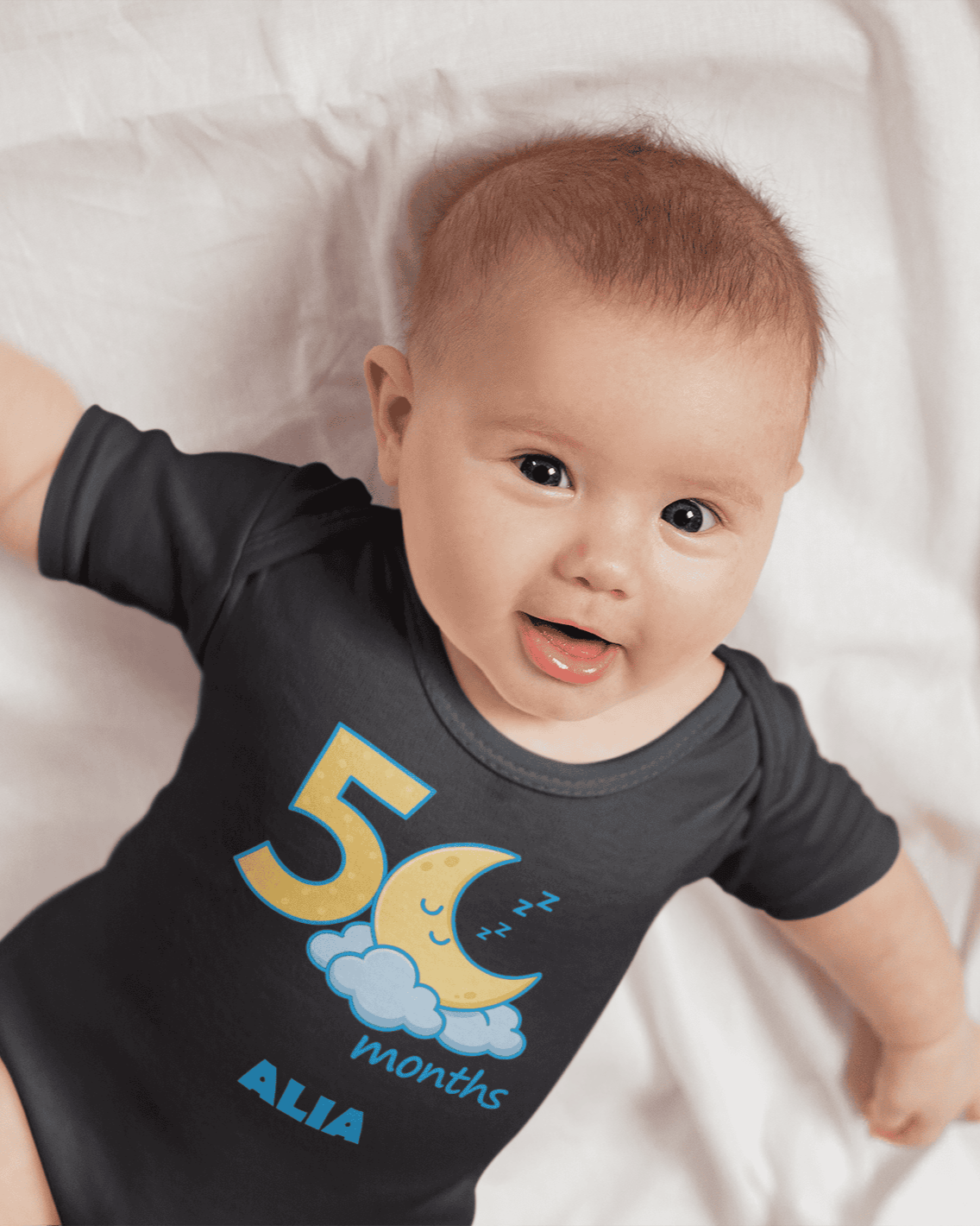 Custom Name Fifth Month Rompers for Baby Girl- FunkyTeesClub