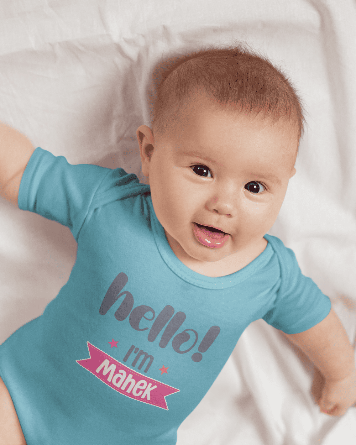 Custom Name Hello New Born Rompers for Baby Girl- FunkyTeesClub