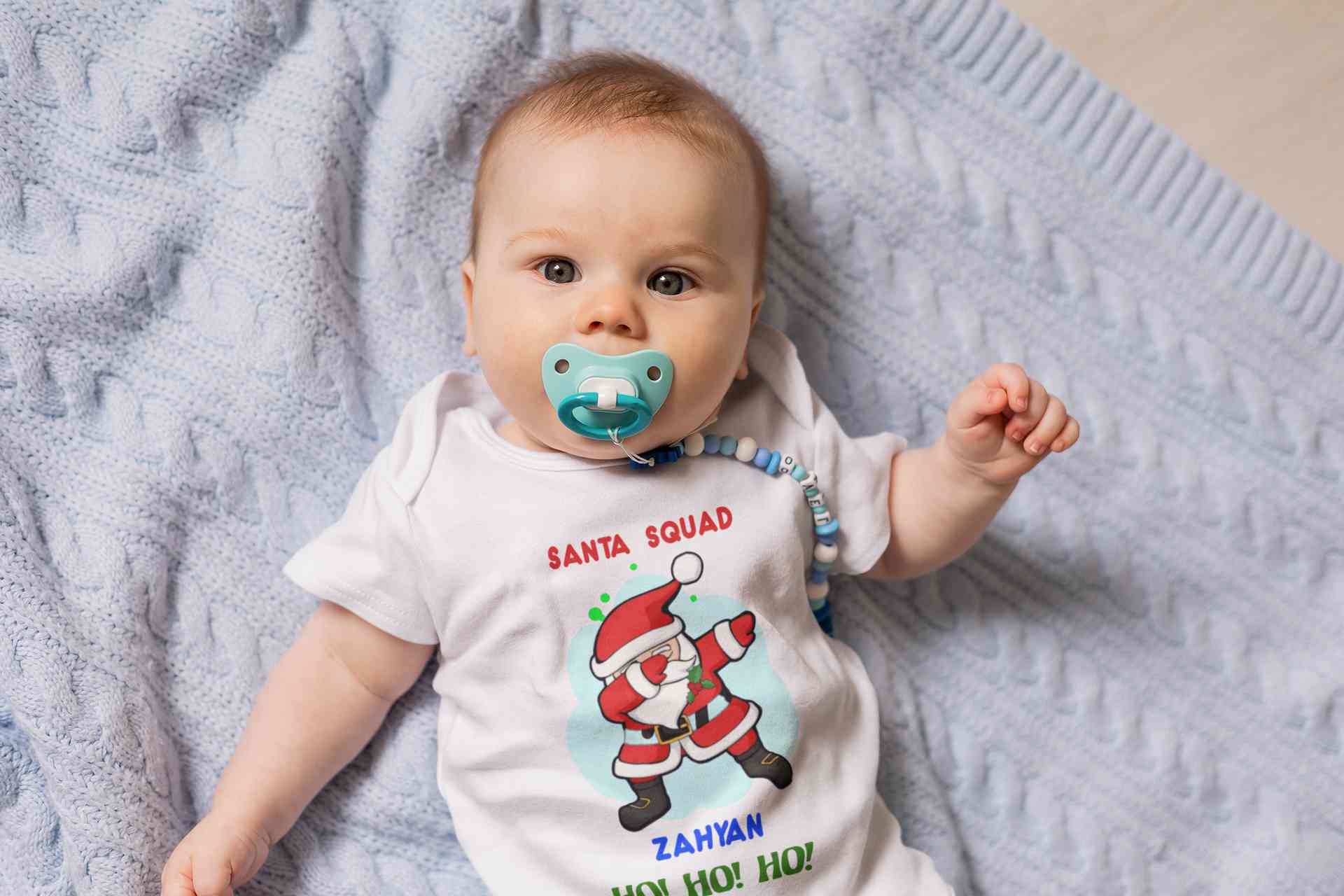 Customized Name Santa Squad Ho Ho Ho Christmas Rompers for Baby Boy- FunkyTeesClub