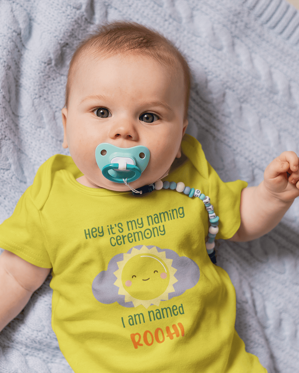 Custom Name Naming Ceremony New Born Rompers for Baby Girl- FunkyTeesClub