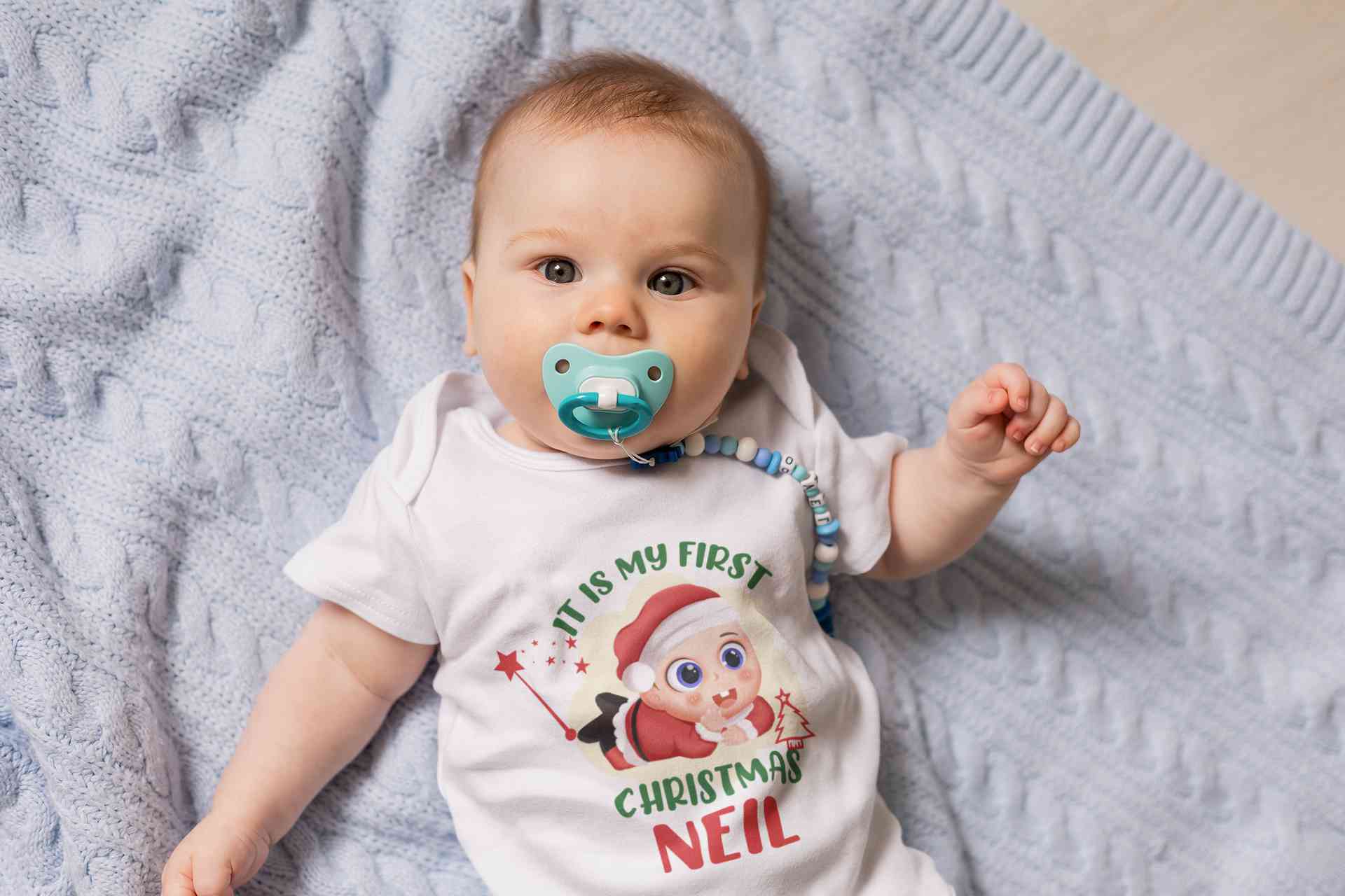 Customized Name It Is My First Christmas Rompers for Baby Boy- FunkyTeesClub
