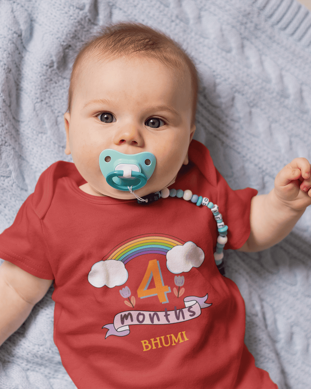 Custom Name Fourth Month Rompers for Baby Girl- FunkyTeesClub