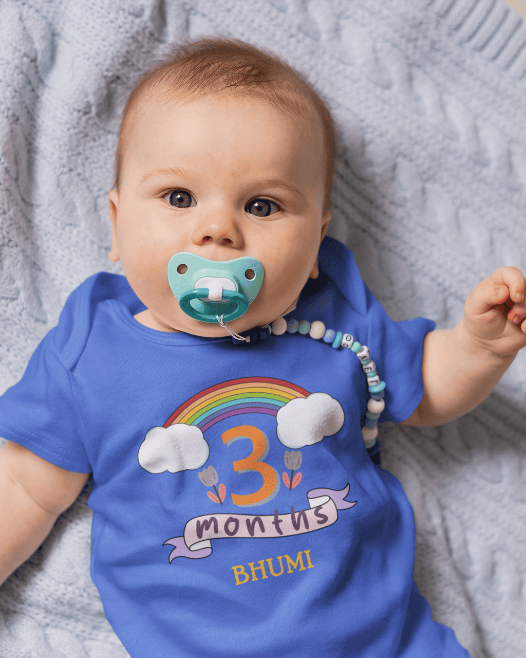 Custom Name Third Month Rompers for Baby Girl- FunkyTeesClub