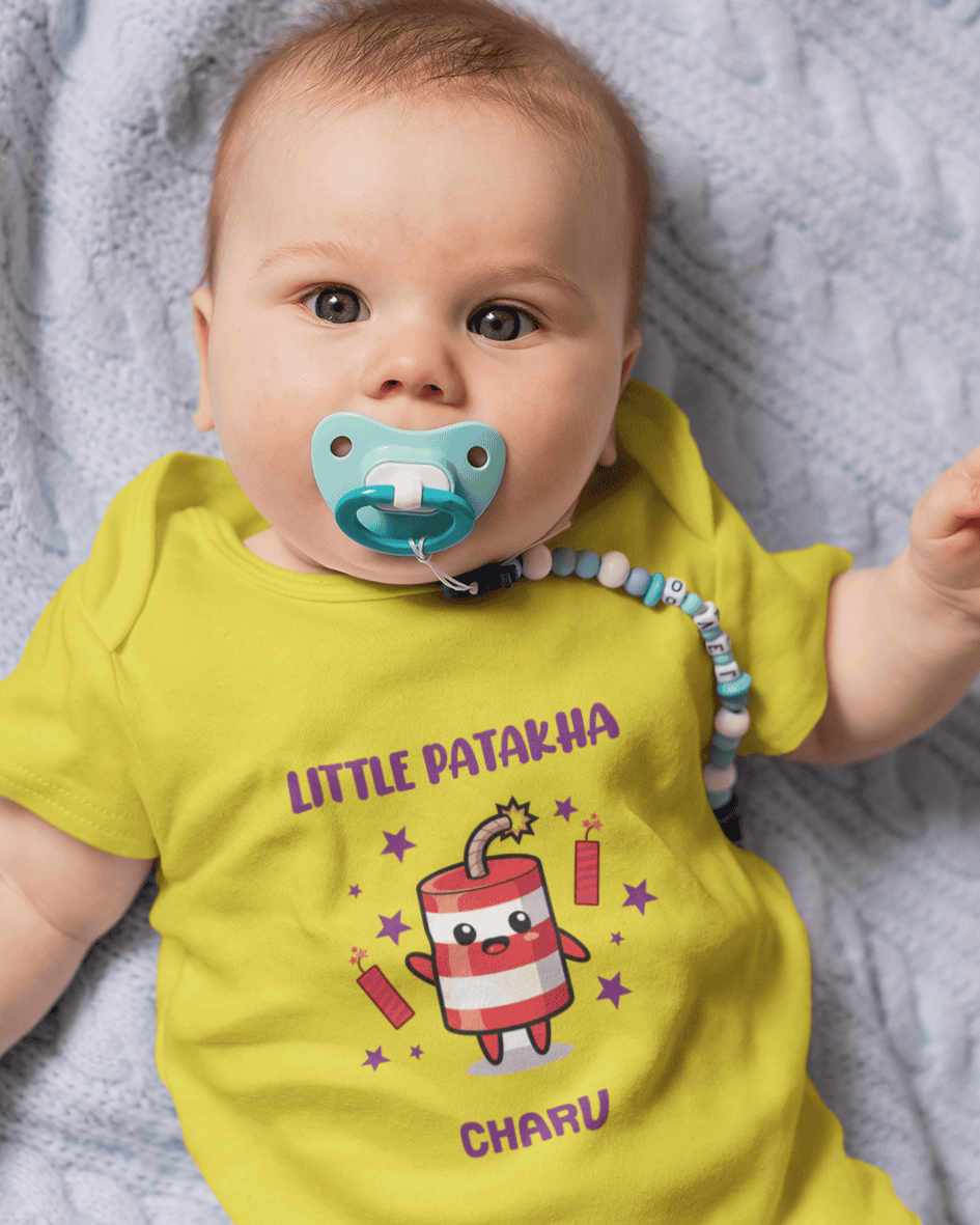 Custom Name Little Patakha Diwali Rompers for Baby Girl- FunkyTeesClub