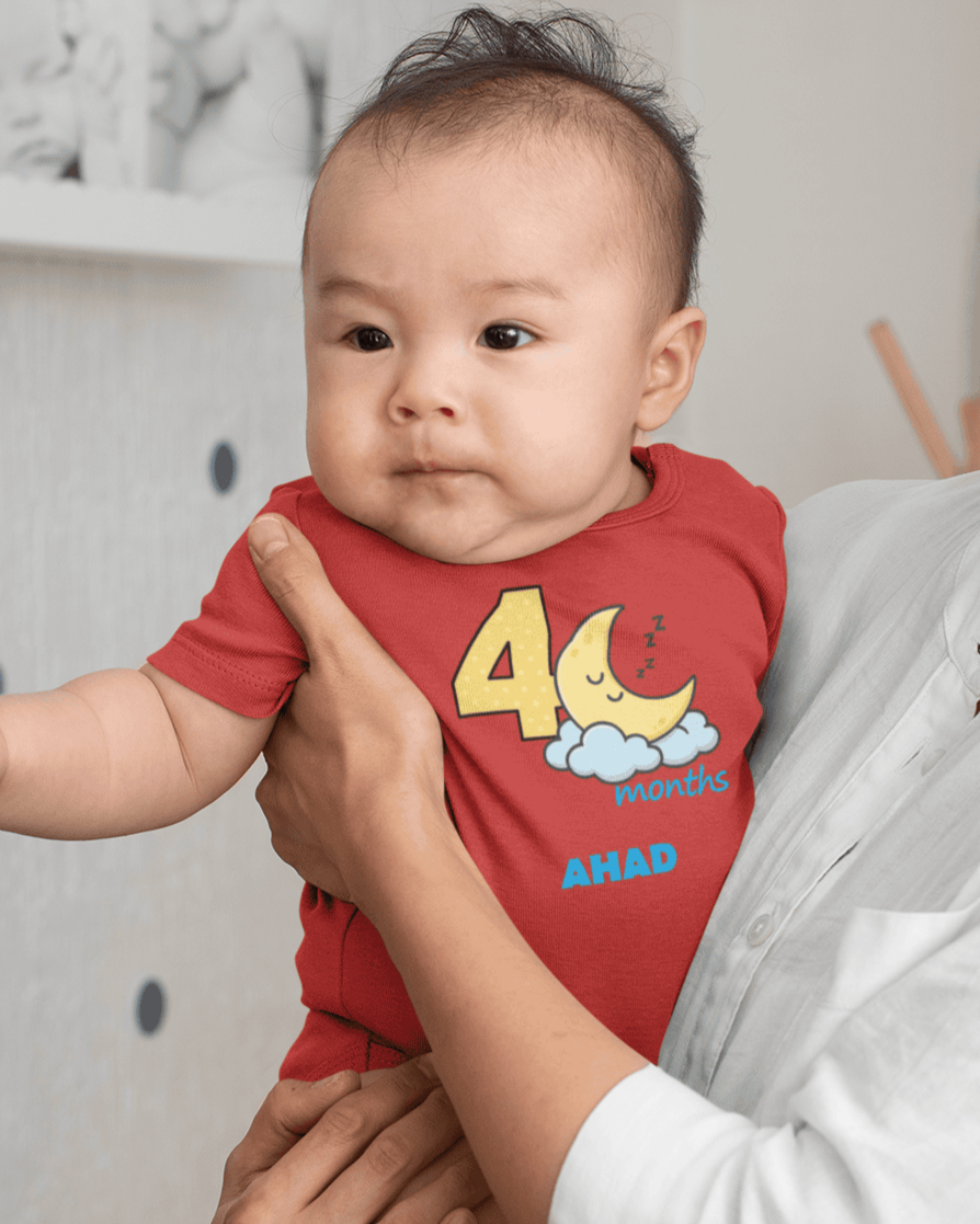 Custom Name Fourth Month Rompers for Baby Boy- FunkyTeesClub