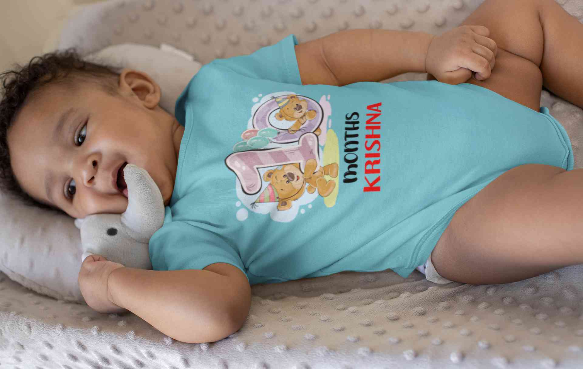 Custom Name 10 Month Birthday Teddy Design Rompers for Baby Boy- FunkyTeesClub