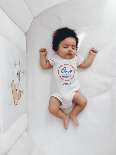 Custom Name One Month Rompers for Baby Girl- FunkyTeesClub