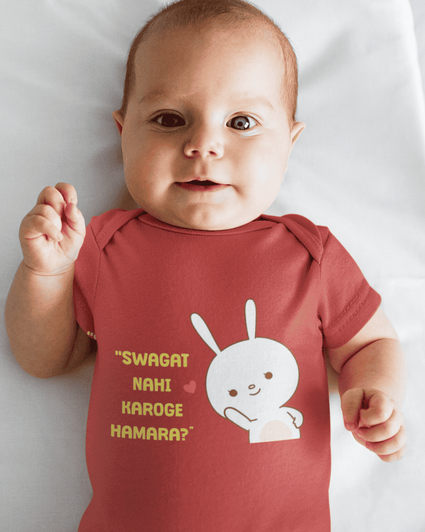 Swagat Nahi Karoge Hamara New Born Rompers for Baby Girl- FunkyTeesClub