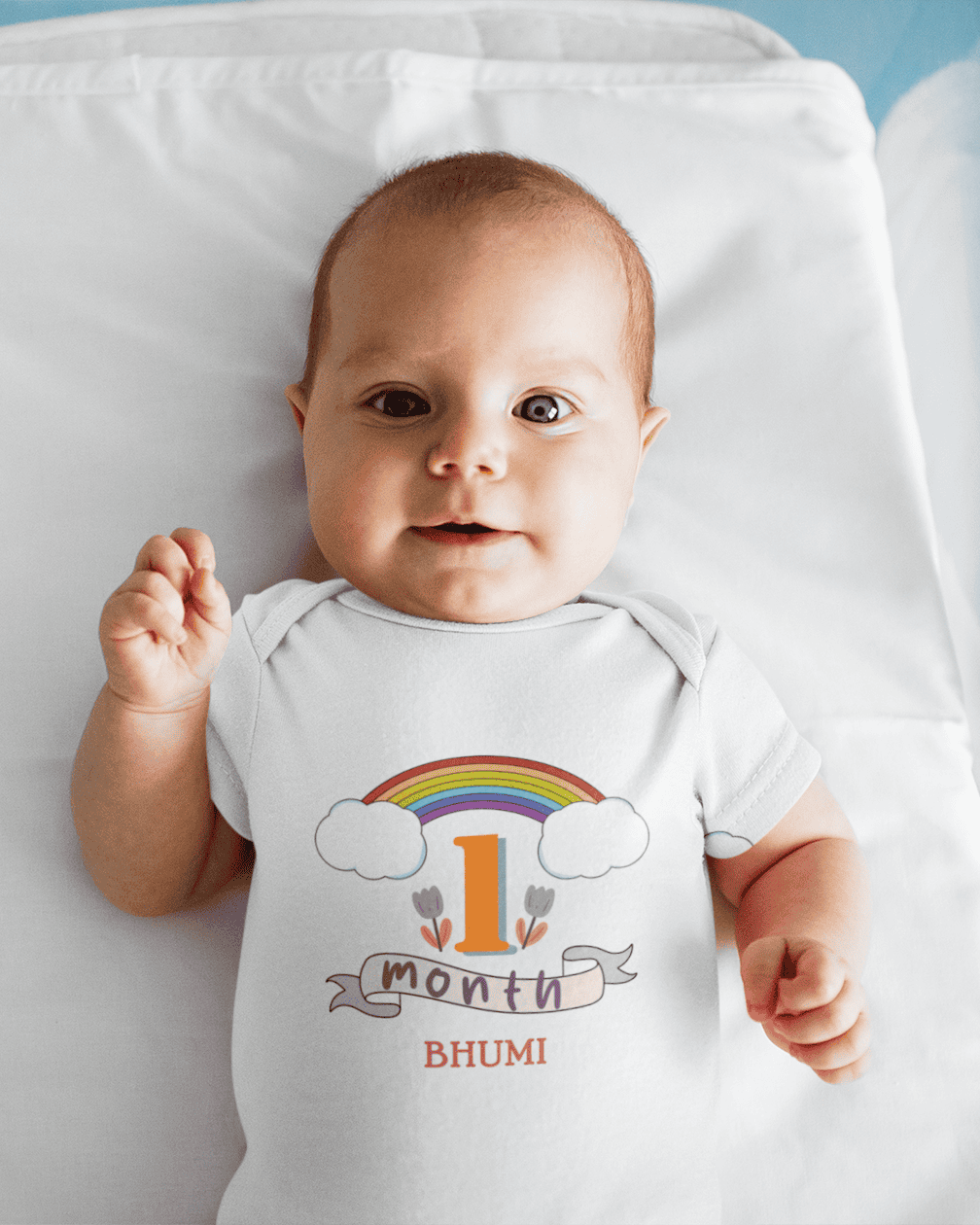 Custom Name First Month Rompers for Baby Girl- FunkyTeesClub
