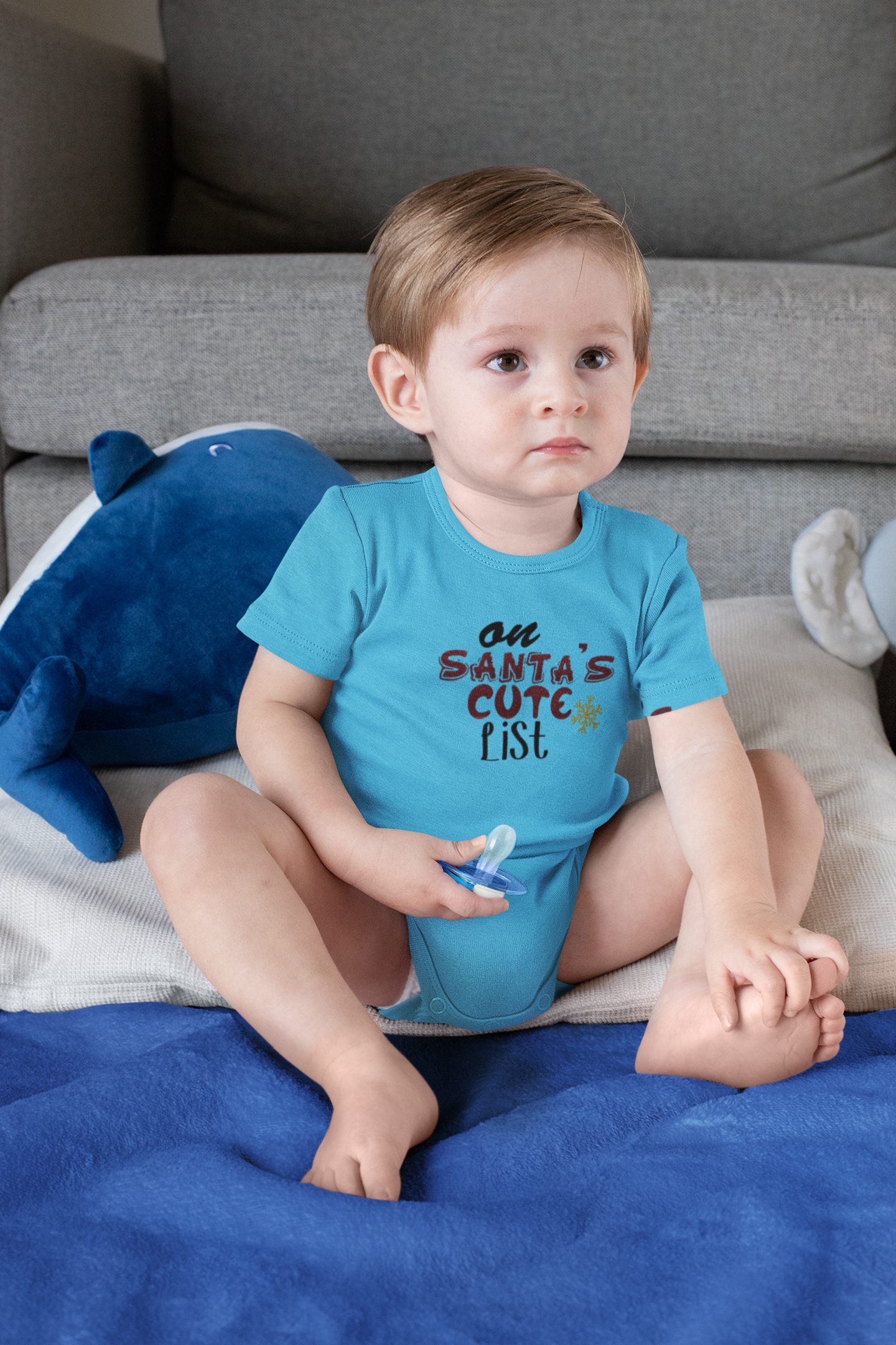 On Santas Cute List Christmas Rompers for Baby Boy- FunkyTeesClub