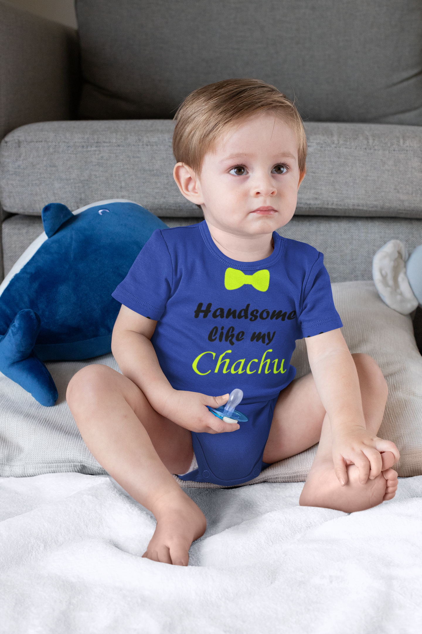 Handsome Like My Chachu Rompers for Baby Boy - FunkyTeesClub