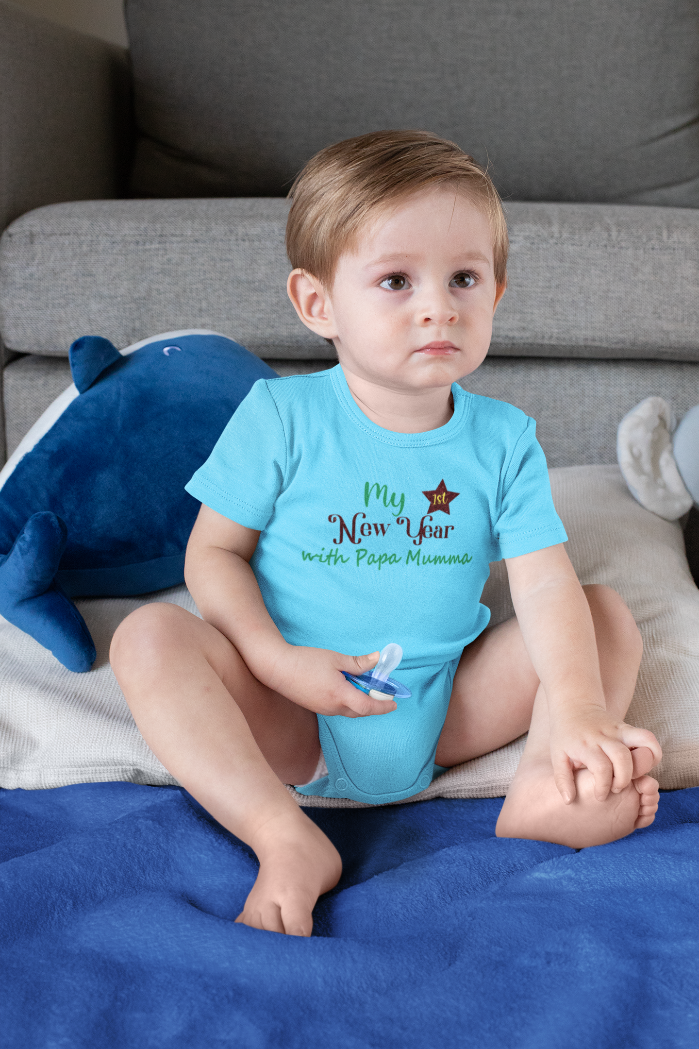My First New Year With Papa Mumma Rompers for Baby Boy- FunkyTeesClub