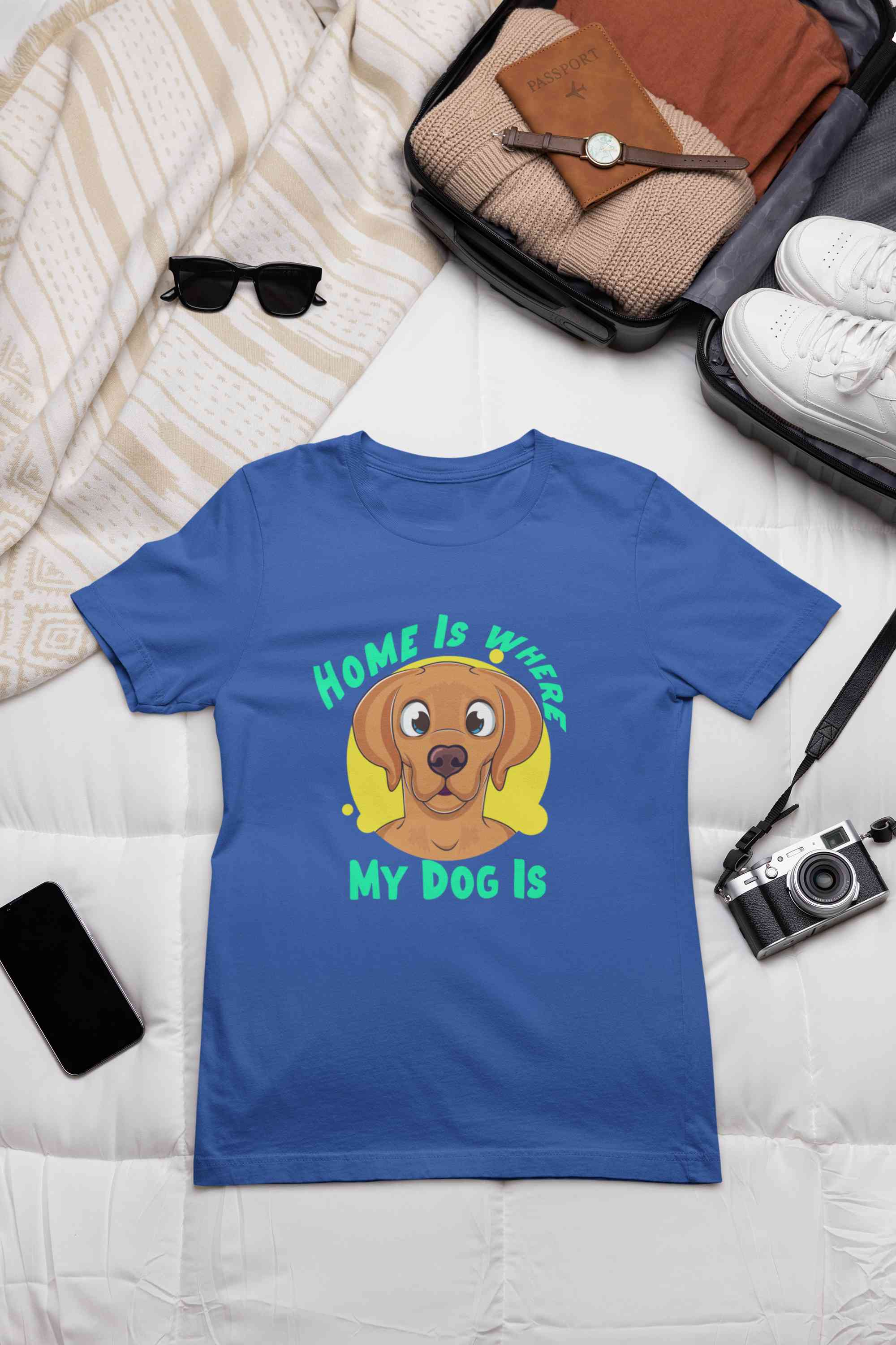 Home Is Where My Dog Is Mens Half Sleeves T-shirt- FunkyTeesClub